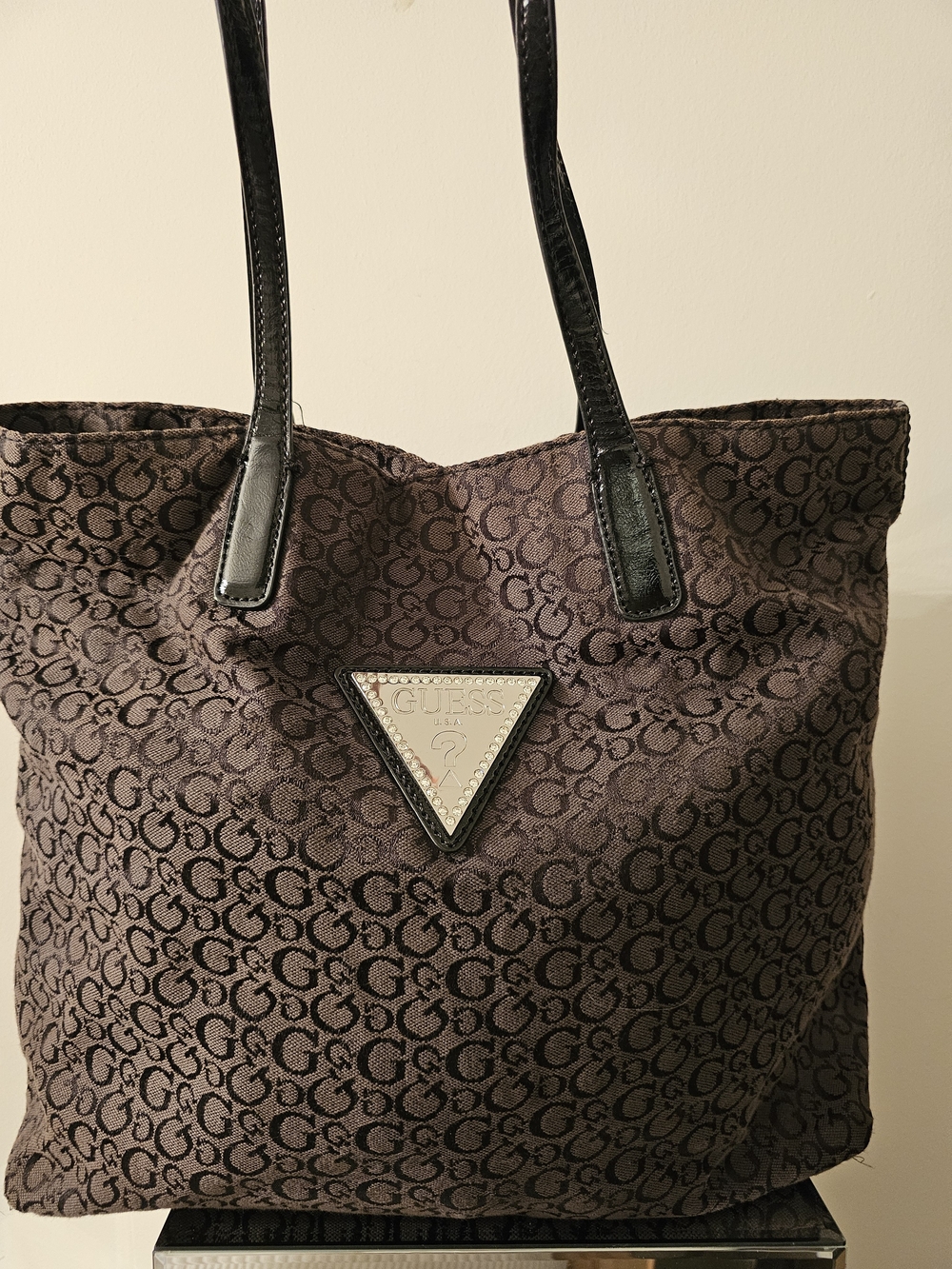 GUESS Brown Signature Logo Tote Bag